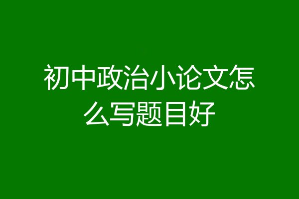 初中政治小论文怎么写题目好