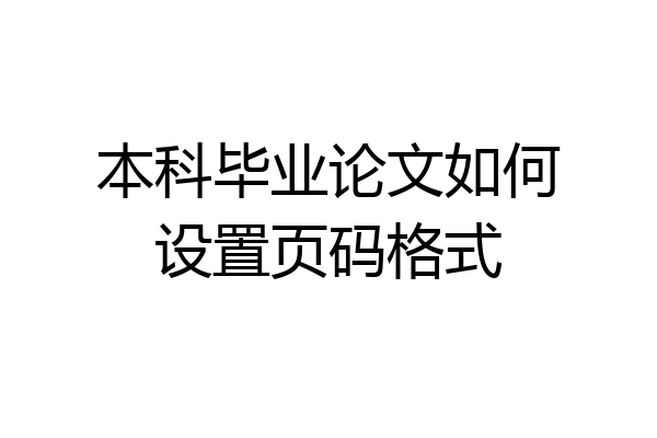 本科毕业论文如何设置页码格式