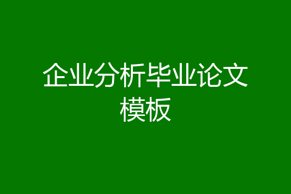 企业分析毕业论文模板