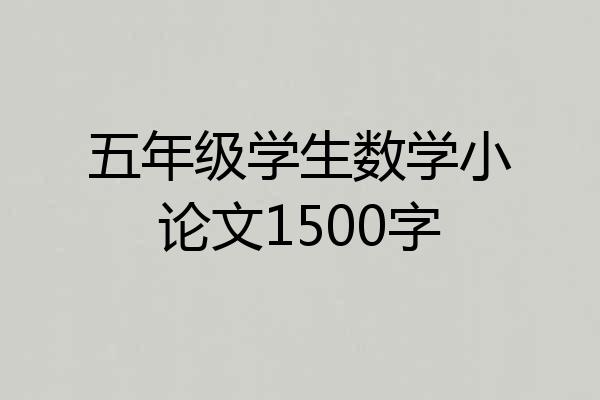 五年级学生数学小论文1500字