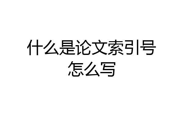 什么是论文索引号怎么写