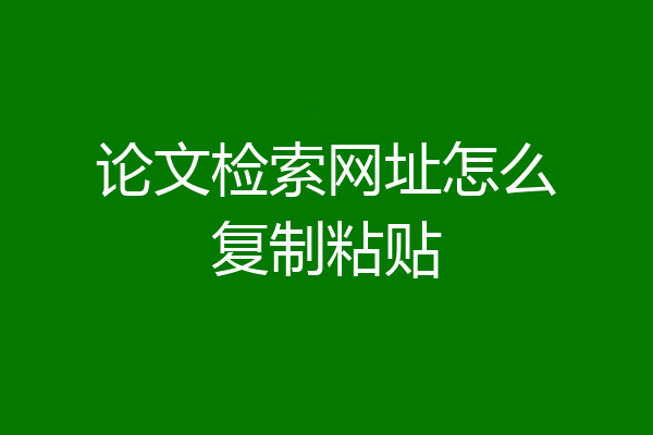 论文检索网址怎么复制粘贴