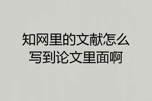 知网里的文献怎么写到论文里面啊