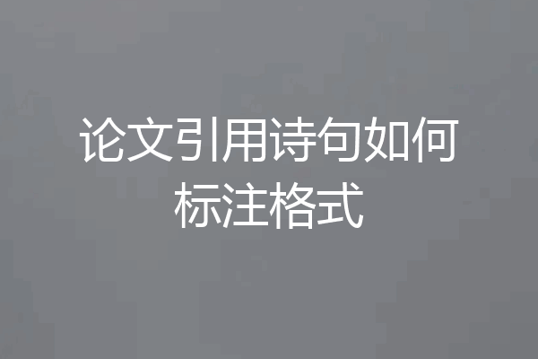 论文引用诗句如何标注格式