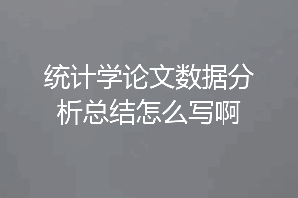 统计学论文数据分析总结怎么写啊