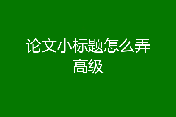 论文小标题怎么弄高级