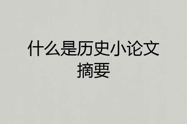 什么是历史小论文摘要
