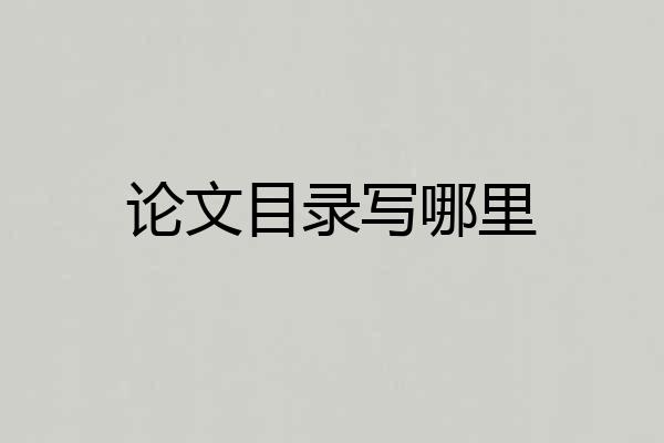 论文目录写哪里
