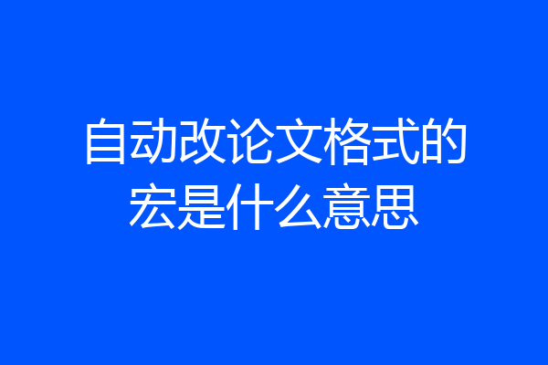 自动改论文格式的宏是什么意思