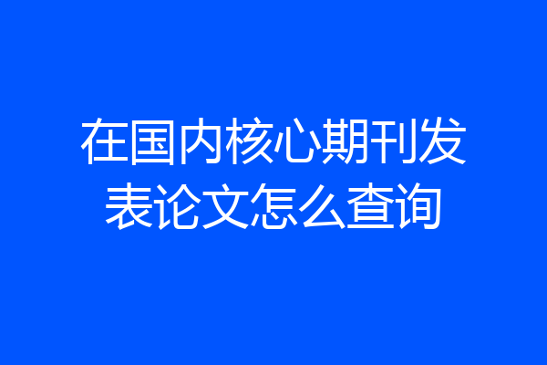 在国内核心期刊发表论文怎么查询