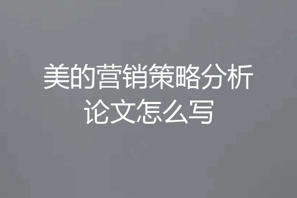美的营销策略分析论文怎么写