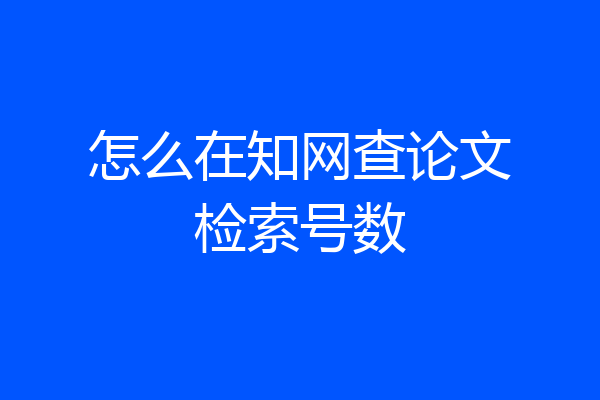怎么在知网查论文检索号数