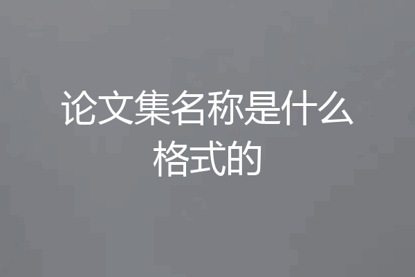 论文集名称是什么格式的