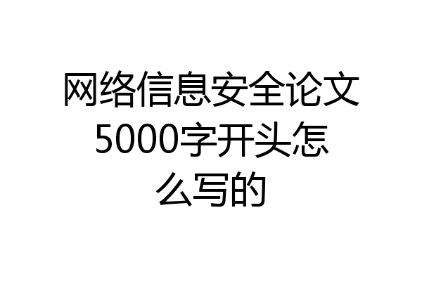 网络信息安全论文5000字开头怎么写的