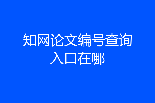 知网论文编号查询入口在哪