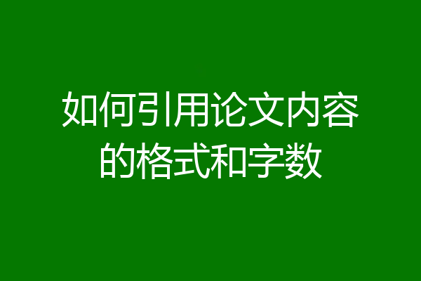 如何引用论文内容的格式和字数