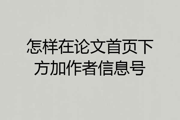 怎样在论文首页下方加作者信息号