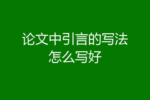论文中引言的写法怎么写好