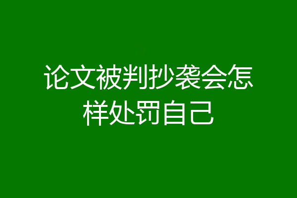 论文被判抄袭会怎样处罚自己