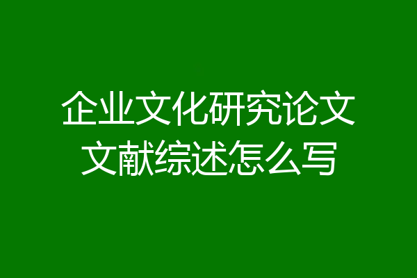 企业文化研究论文文献综述怎么写
