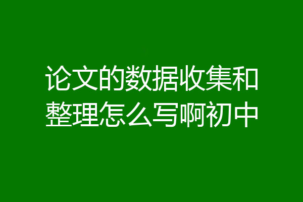 论文的数据收集和整理怎么写啊初中