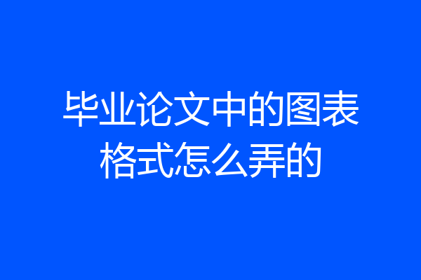 毕业论文中的图表格式怎么弄的