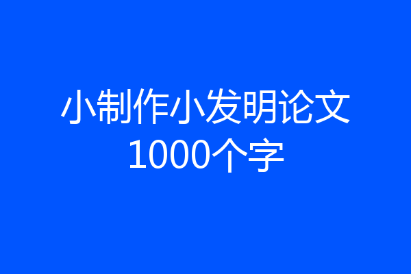 小制作小发明论文1000个字