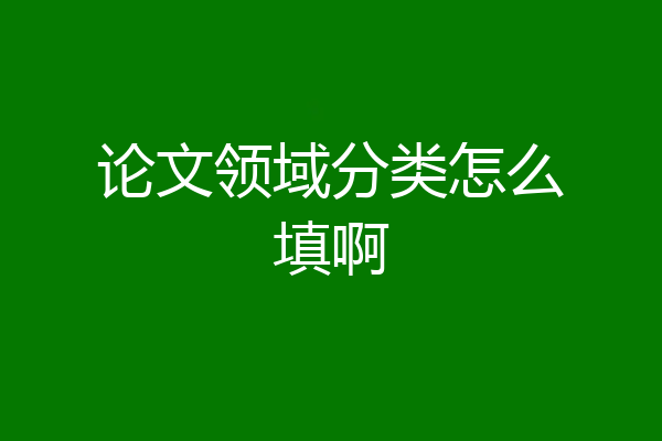 论文领域分类怎么填啊