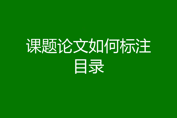 课题论文如何标注目录