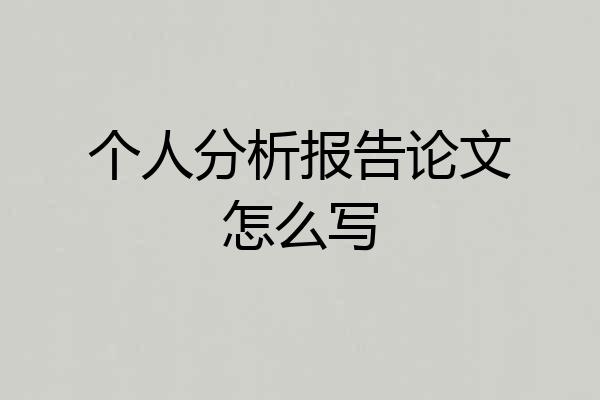 个人分析报告论文怎么写