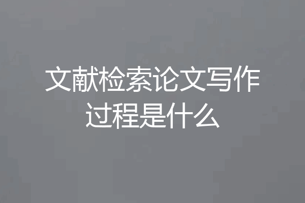文献检索论文写作过程是什么