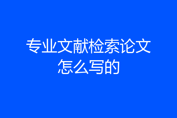 专业文献检索论文怎么写的