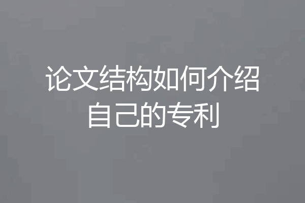 论文结构如何介绍自己的专利