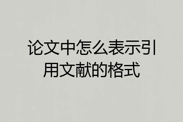 论文中怎么表示引用文献的格式