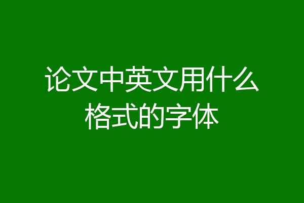 论文中英文用什么格式的字体