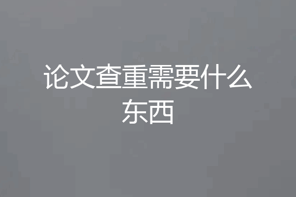 论文查重需要什么东西