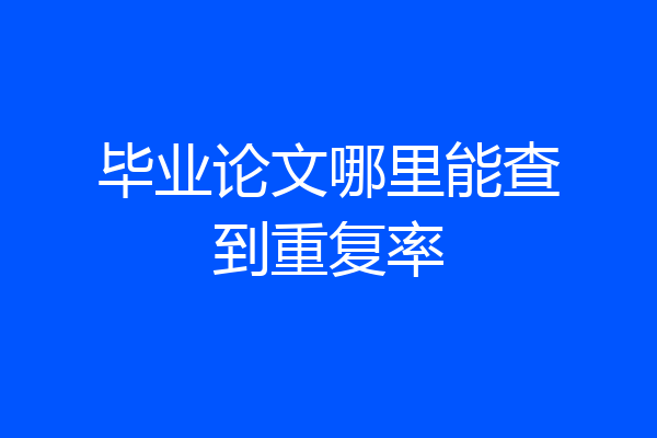 毕业论文哪里能查到重复率