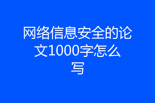 网络信息安全的论文1000字怎么写
