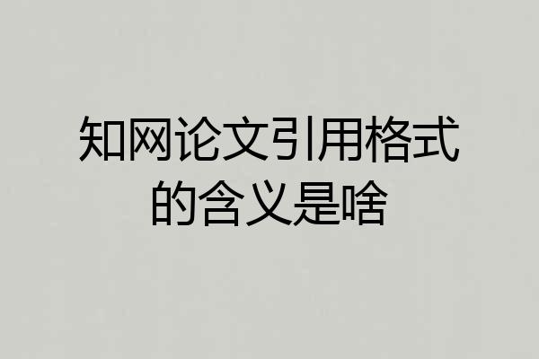 知网论文引用格式的含义是啥