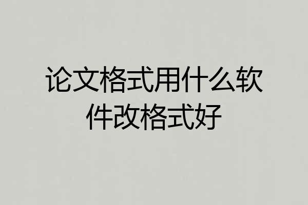 论文格式用什么软件改格式好