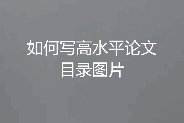 如何写高水平论文目录图片