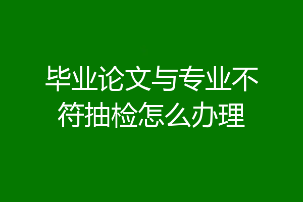 毕业论文与专业不符抽检怎么办理
