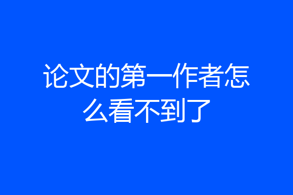 论文的第一作者怎么看不到了