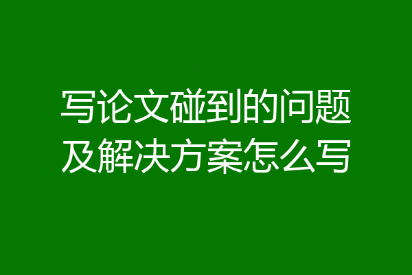 写论文碰到的问题及解决方案怎么写