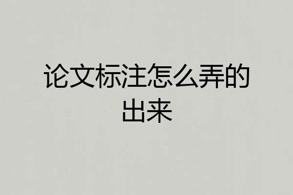 论文标注怎么弄的出来