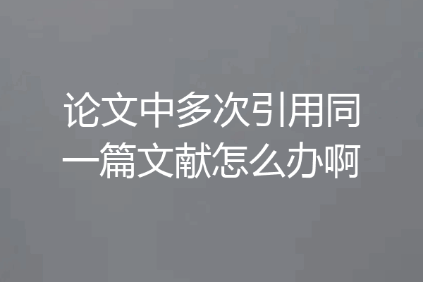 论文中多次引用同一篇文献怎么办啊