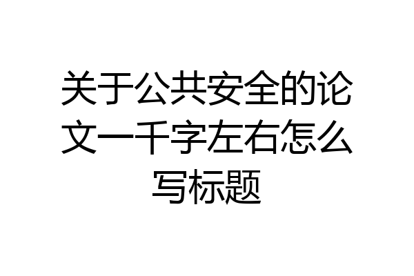 关于公共安全的论文一千字左右怎么写标题