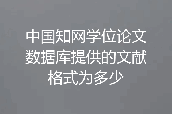 中国知网学位论文数据库提供的文献格式为多少