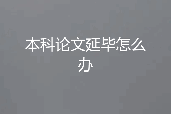 本科论文延毕怎么办