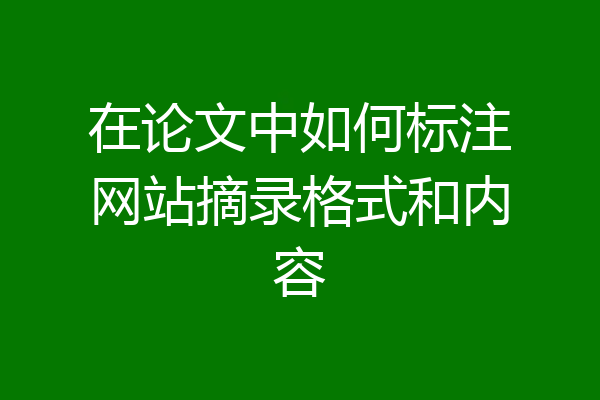 在论文中如何标注网站摘录格式和内容